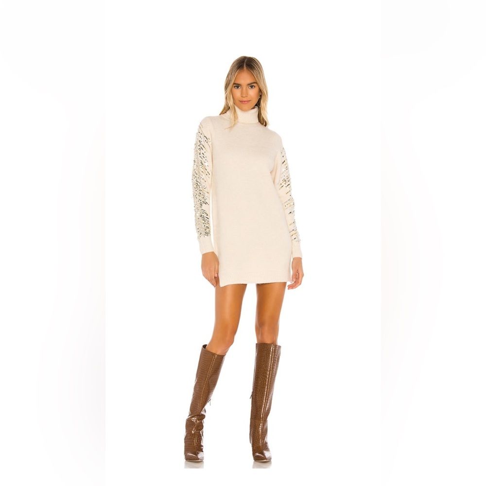 RUDIE SPARKLE SLEEVE DRESS superdown Color: Ivory Size: M NEW never worn
